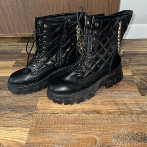 Fashion to Figure Black Quilted Combat Boots